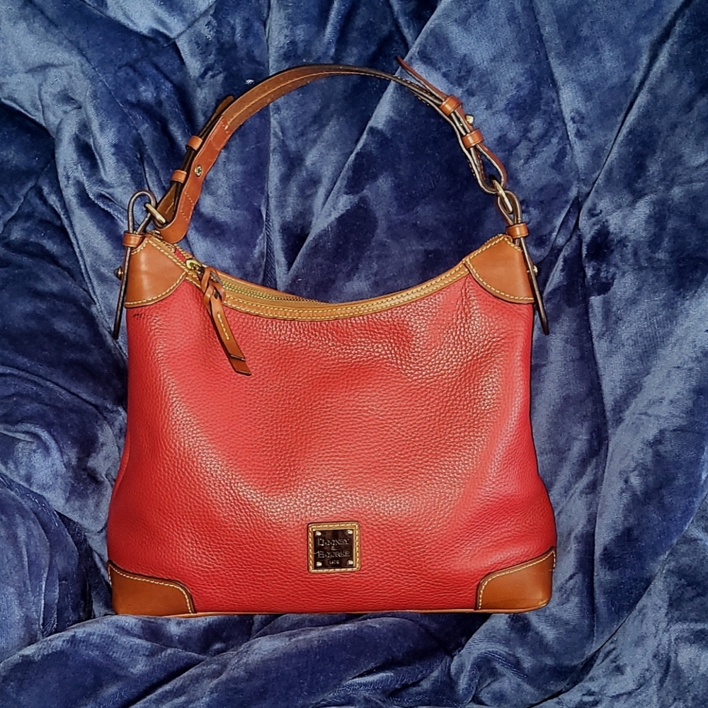 Dooney & Bourke Red & Brown  Leather Shoulder Bag Purse
